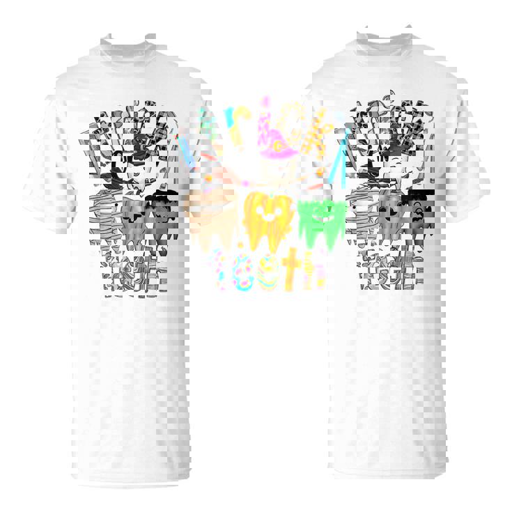 Trick Or Th Dental Squad Halloween Spooky Th Leopard  Unisex T-Shirt