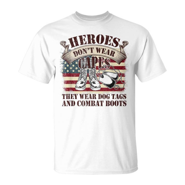 Us Flag Veterans Day Army Soldier Dogtags Combat Boots Hero  Unisex T-Shirt