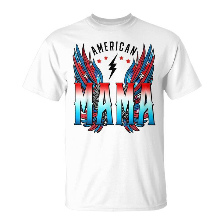 Vintage American Mama Wings 4Th Of July American Flag Family  Gifts For Mama Funny Gifts Unisex T-Shirt