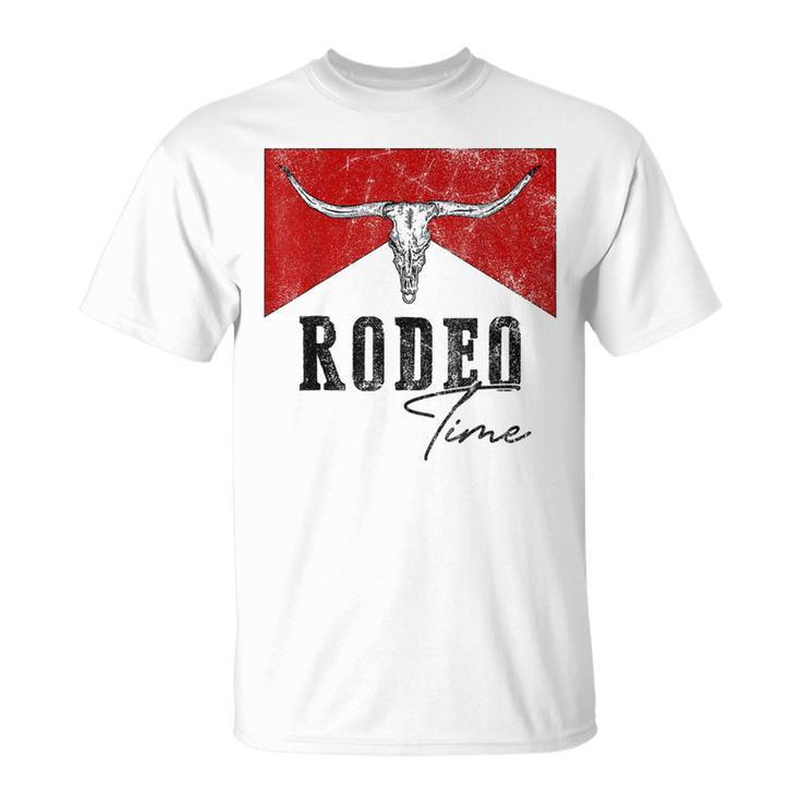 Vintage Bull Skull Western Life Country Rodeo Time  Unisex T-Shirt