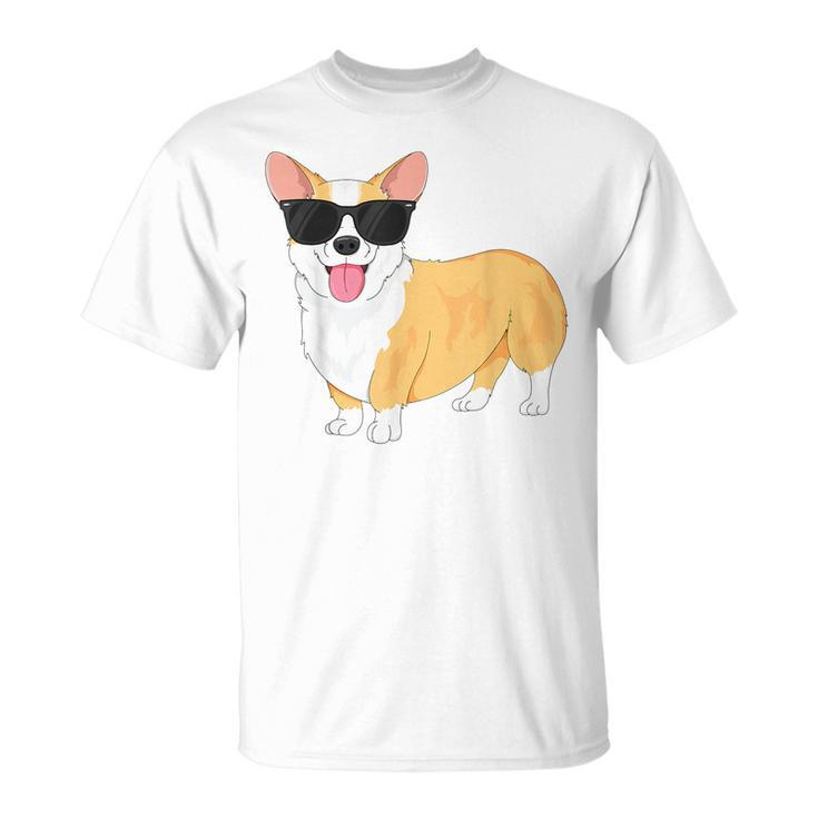 Vintage Cool Corgi  For Boys Kids Dog Sunglasses  Unisex T-Shirt