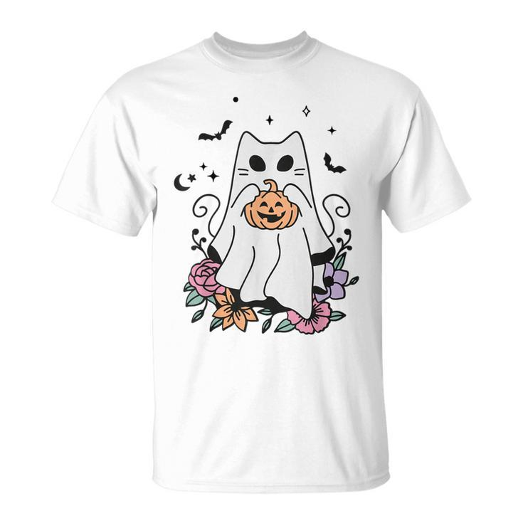 Vintage Halloween Ghost Cat Cute Cat In Ghost Costumes T-Shirt
