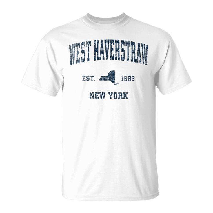 West Haverstraw New York Ny Vintage Sports Navy Print T-Shirt