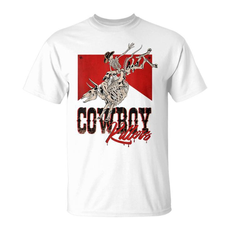 Western Cowboy Skull Punchy Killers Bull Skull Rodeo Howdy  Rodeo Funny Gifts Unisex T-Shirt