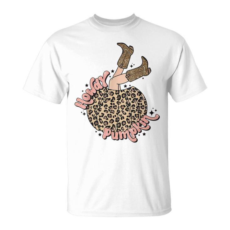 Western Leopard Howdy Pumpkin Cowgirl Halloween Halloween T-Shirt