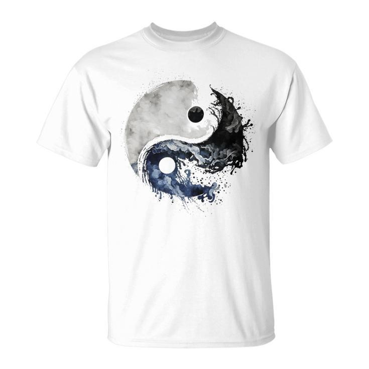 Ying Yang Balance Meditation Water Color Tai Chi Flow State T-Shirt