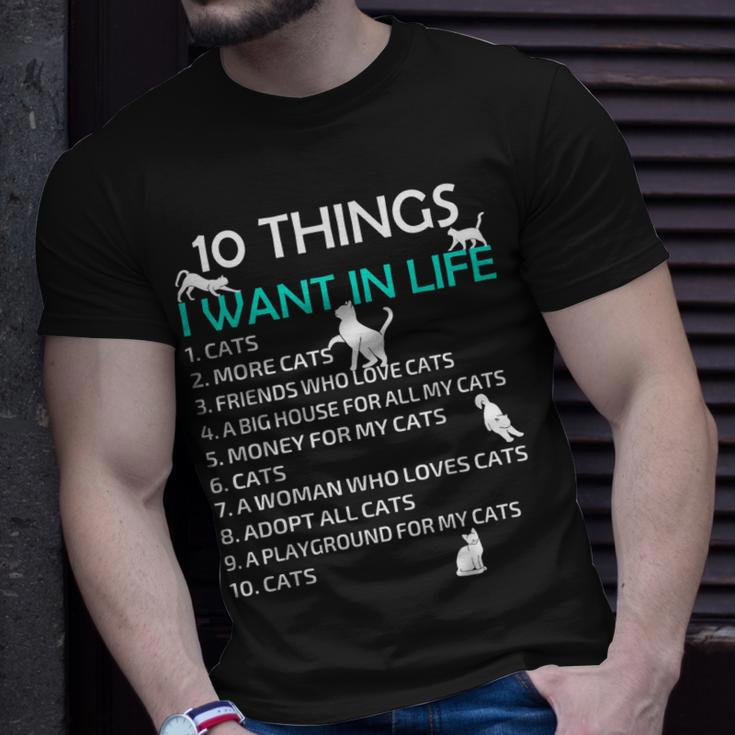10 Things I Want In My Life Cats More Cats Kitty Cat Lovers T-shirt Gifts for Him