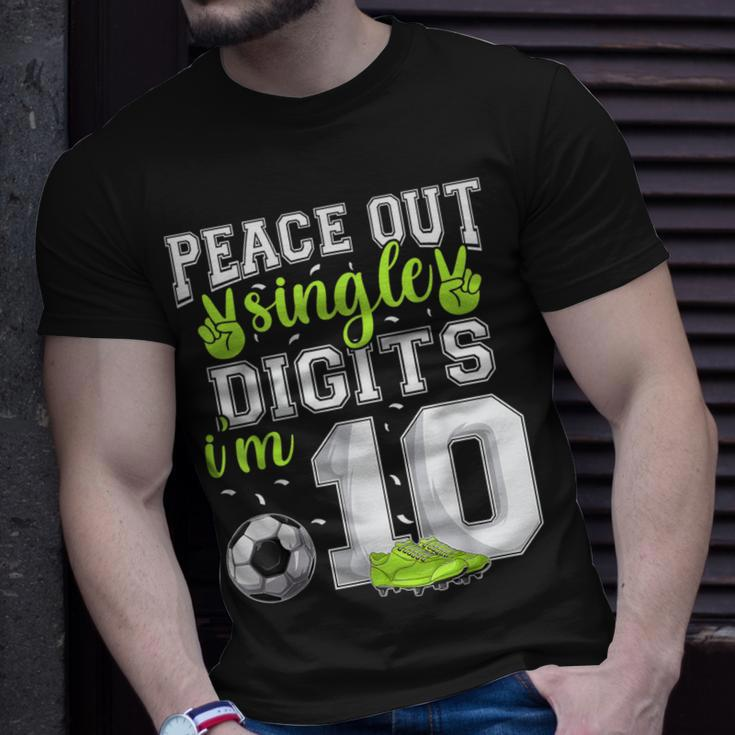 10Th Birthday Boys Soccer Peace Out Single Digits T-Shirt Gifts for Him