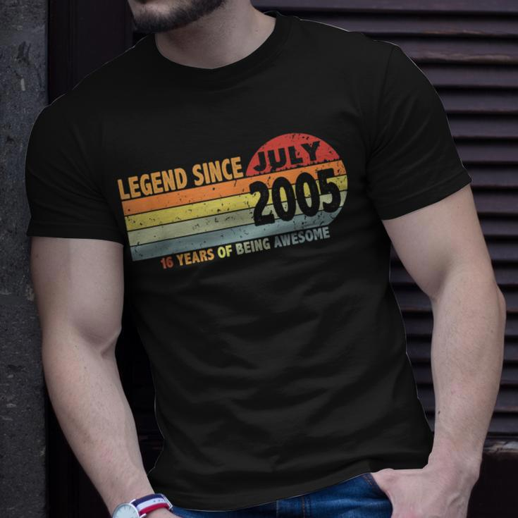 16Th Birthday Legend Since July 2005 Born In 2005 Decoration Unisex T-Shirt Gifts for Him