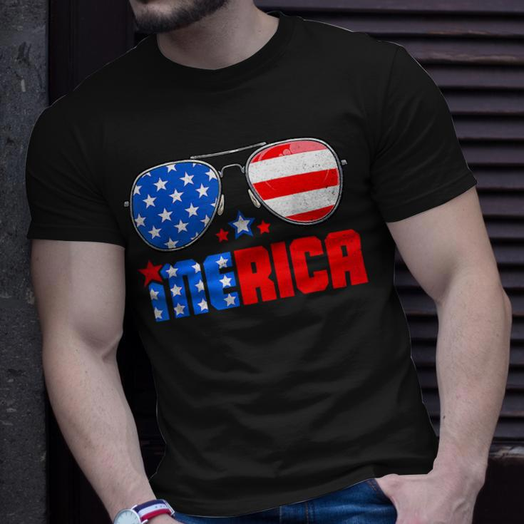 4Th Of July Shirt Merica Sunglasses All America Usa Flag Unisex T-Shirt Gifts for Him