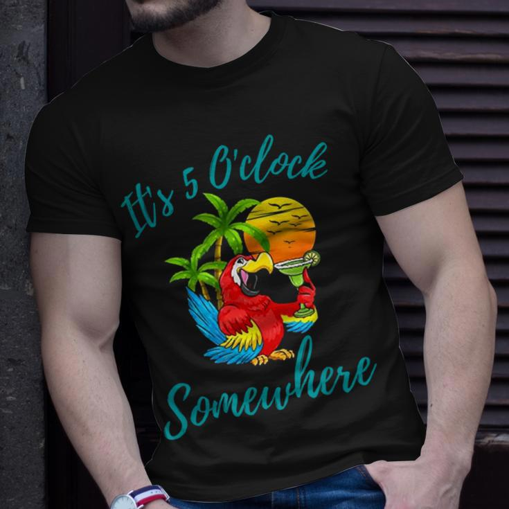 It Is 5 O'clock Somewhere Drinking Parrot T-Shirt Gifts for Him