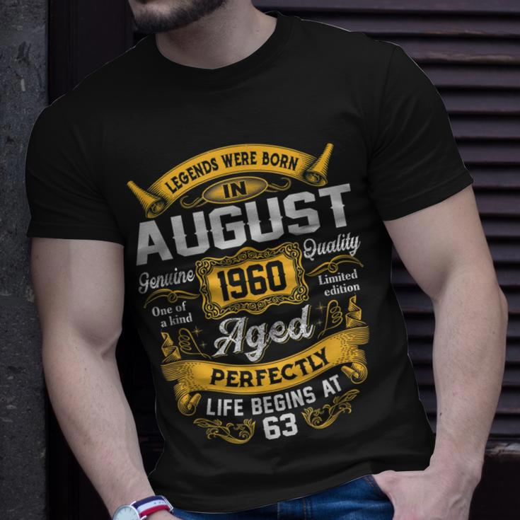 63Rd Birthday 63 Years Old Legends Born August 1960 T-Shirt Gifts for Him