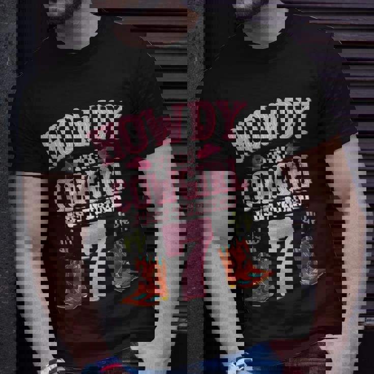 7Th Birthday Girls Cowgirl Howdy Western Themed Birthday Unisex T-Shirt Gifts for Him