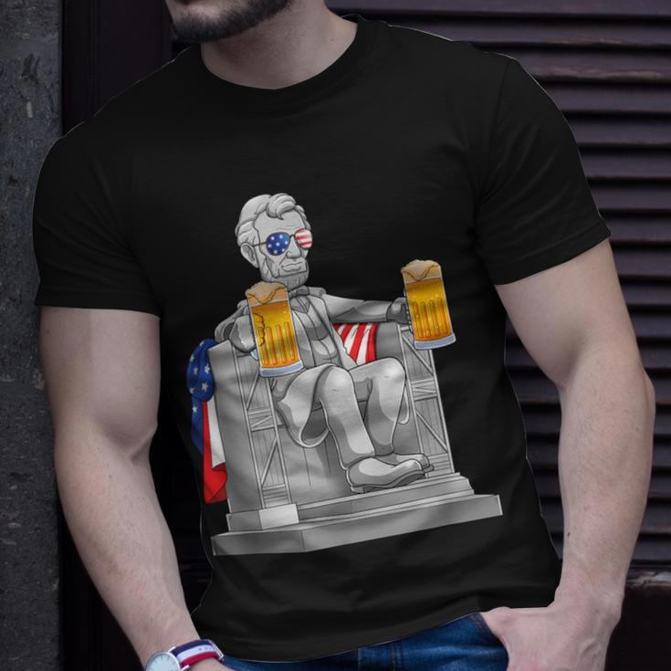 Abe Lincoln4Th Of July Drinkin Memorial T-Shirt Gifts for Him