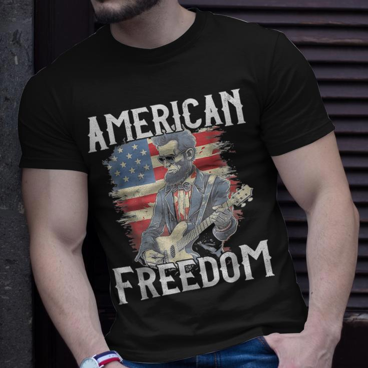 Abraham Lincoln 4Th Of July American Flag Country Rock Music Unisex T-Shirt Gifts for Him