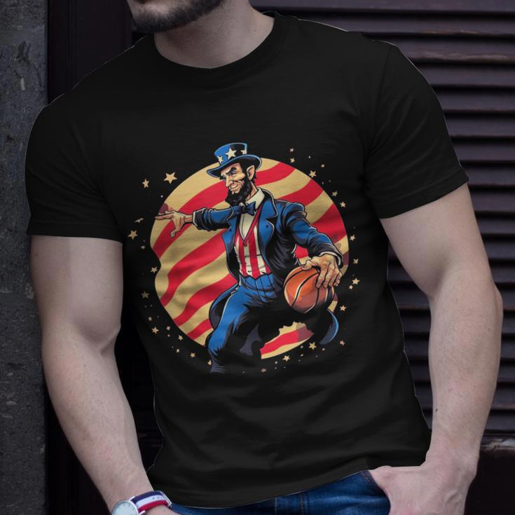 Abraham Lincoln Usa Fourth 4Th Of July Funny Basketball Unisex T-Shirt Gifts for Him