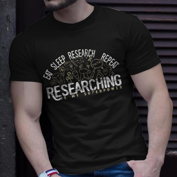 Academics Researcher Eat Sleep Research Repeat T-Shirt Gifts for Him