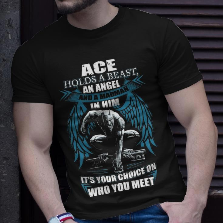 Ace Name Gift Ace And A Mad Man In Him V2 Unisex T-Shirt Gifts for Him