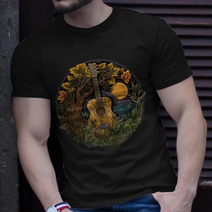 Acoustic Guitar Tree Guitarist Landscape Nature Music Lover T-Shirt Gifts for Him