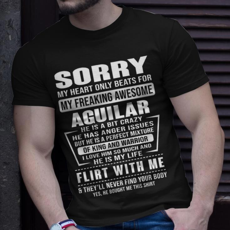 Aguilar Name Gift Sorry My Heartly Beats For Aguilar Unisex T-Shirt Gifts for Him