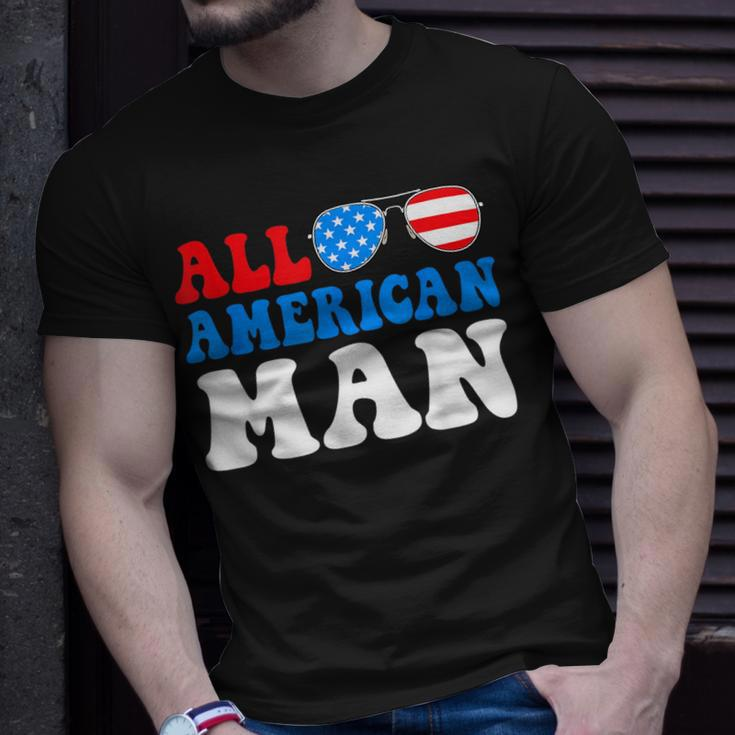 All American Man American Flag 4Th Of July Patriotic Unisex T-Shirt Gifts for Him