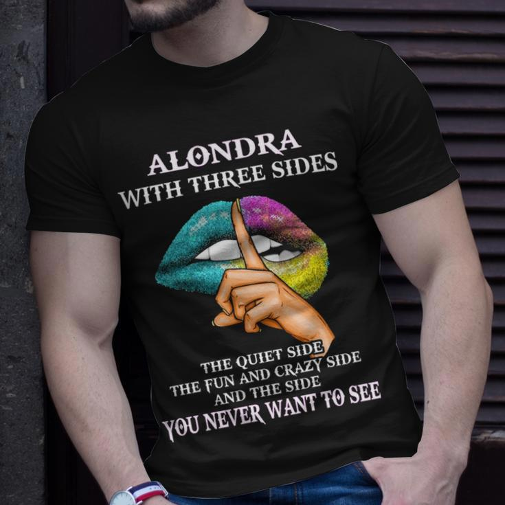 Alondra Name Gift Alondra With Three Sides Unisex T-Shirt Gifts for Him
