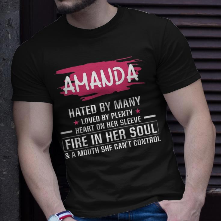 Amanda Name Gift Amanda Hated By Many Loved By Plenty Heart Her Sleeve Unisex T-Shirt Gifts for Him