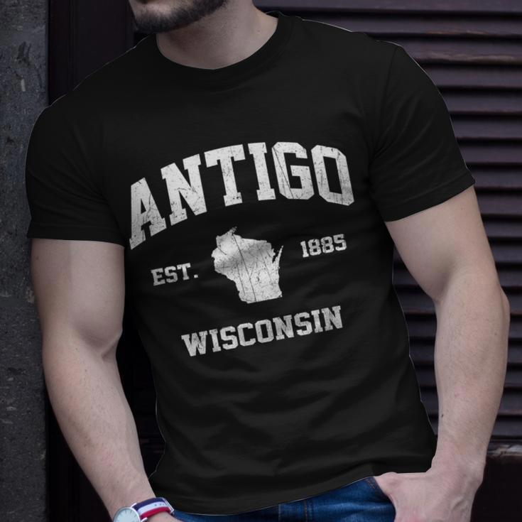 Antigo Wisconsin Wi Vintage State Athletic Style T-Shirt Gifts for Him