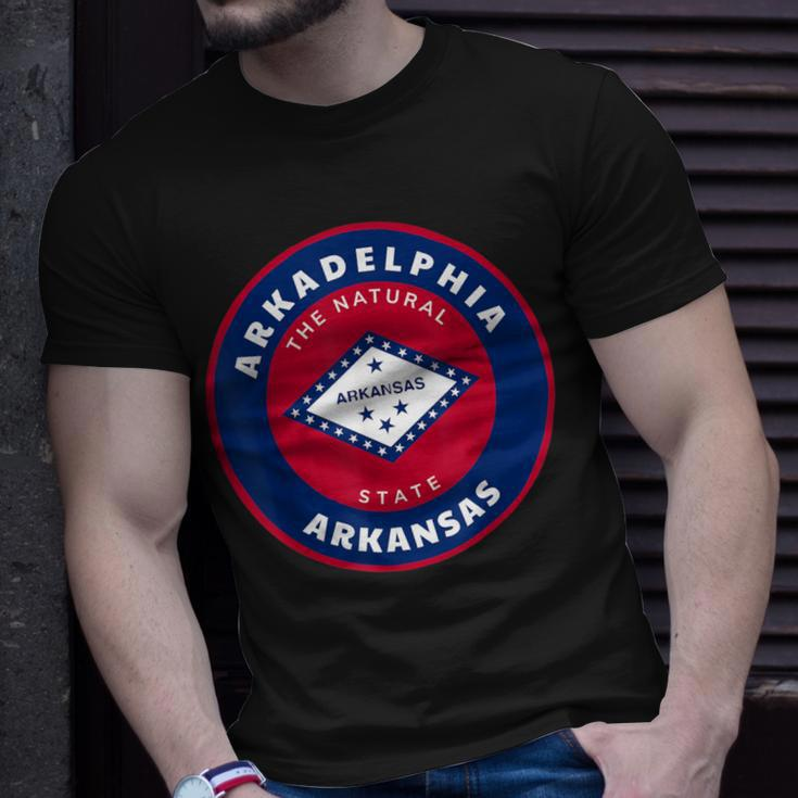 Arkadelphia Arkansas Ar Flag Badge Roundlet Souvenir T-Shirt Gifts for Him