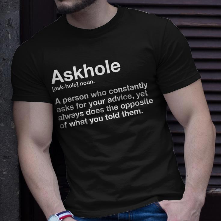 Askhole Definition Hilarious Gag Dictionary Adult T-Shirt Gifts for Him