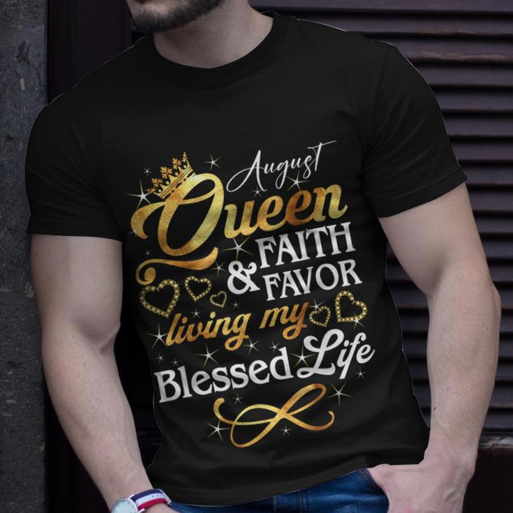 August Queen Living My Blessed Life Birthday Queen Crown Unisex T-Shirt Gifts for Him