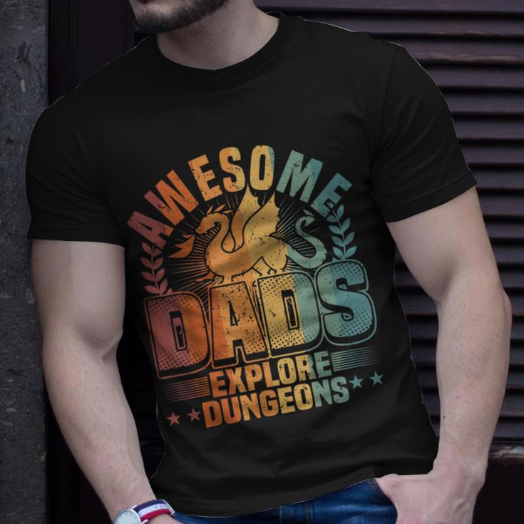 Awesome Dads Explore Dungeons Rpg Gaming & Board Game Dad Unisex T-Shirt Gifts for Him