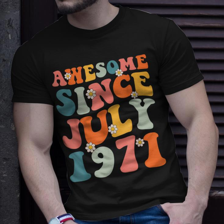 Awesome Since July 1971 Hippie Retro Groovy Birthday Unisex T-Shirt Gifts for Him
