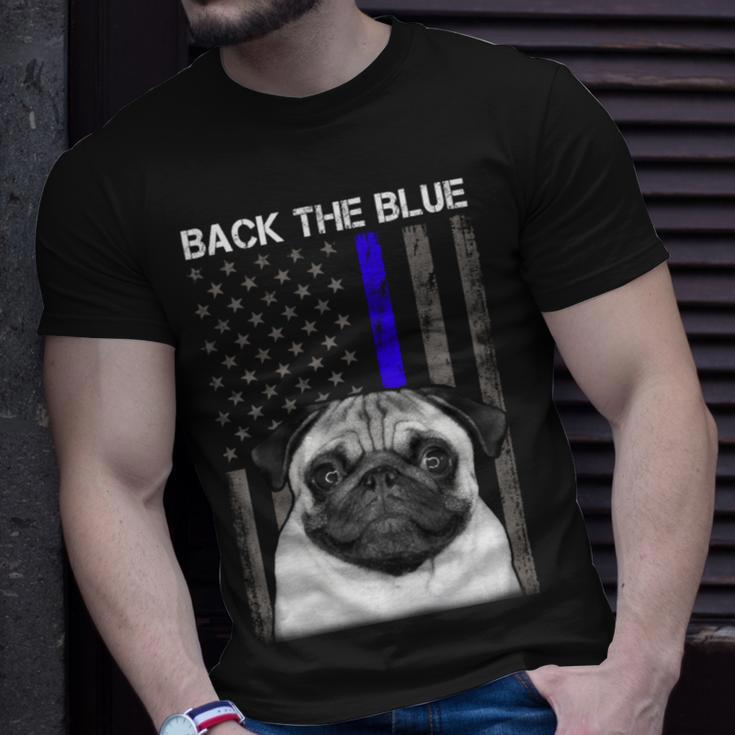 Back The Blue Thin Blue Line Us Flag Pug Do Unisex T-Shirt Gifts for Him