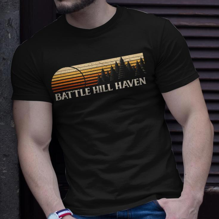 Battle Hill Haven Ga Vintage Evergreen Sunset Eighties T-Shirt Gifts for Him