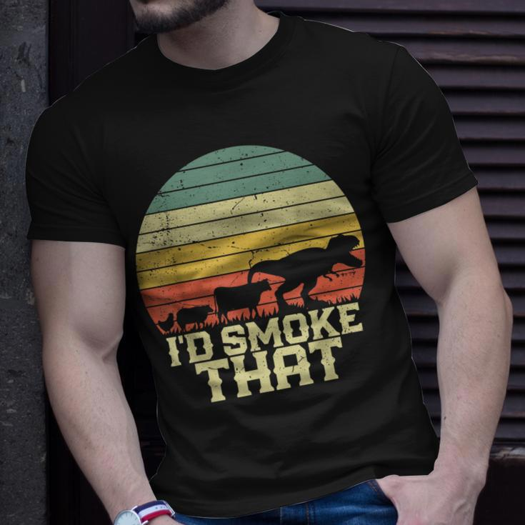 Bbq Id Smoke That Smoking Grilling Dinosaur Funny Unisex T-Shirt Gifts for Him