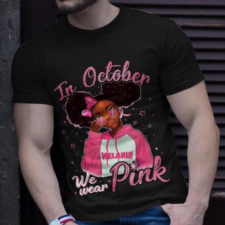 Bc Breast Cancer Awareness In October We Wear Pink Black Girl Cancer Unisex T-Shirt Gifts for Him