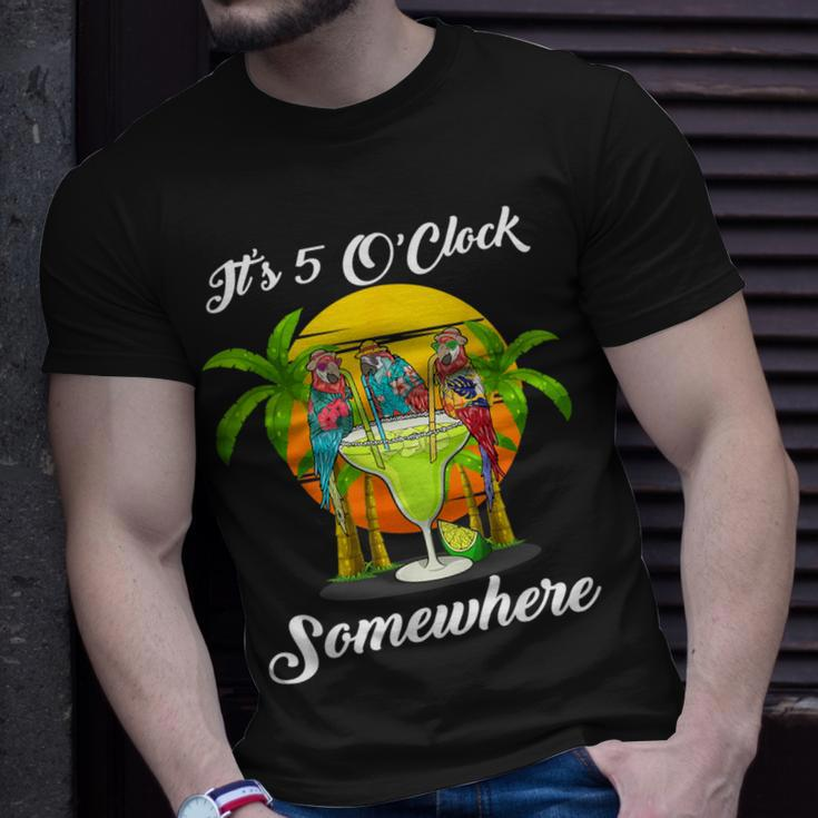 Beach Vacation Drinking It's 5 O'clock Somewhere Parrots T-Shirt Gifts for Him
