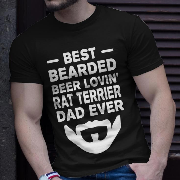 Beer Best Bearded Beer Lovin Rat Terrier Dad Fathers Day Funny Unisex T-Shirt Gifts for Him
