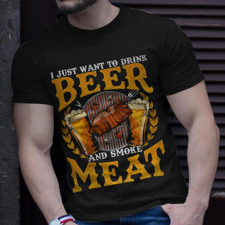 Beer Funny Bbq I Just Want To Drink Beer And Smoke Meat Barbecue70 Unisex T-Shirt Gifts for Him