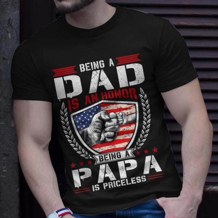 Being Dad Is An Honor Being Papa Is Priceless Usa Flag Daddy Unisex T-Shirt Gifts for Him