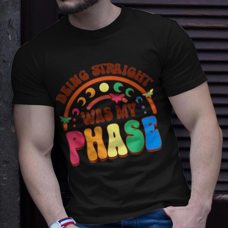 Being Straight Was My Phase Groovy Lgbt Pride Month Gay Les Unisex T-Shirt Gifts for Him