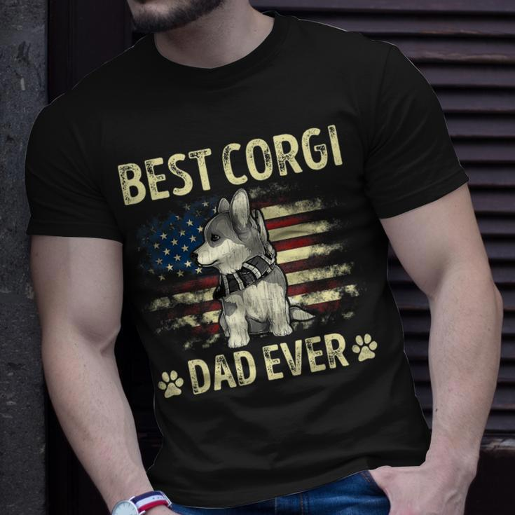 Best Corgi Dad Ever Ameican Flag Daddy Dog Lover Owner Unisex T-Shirt Gifts for Him