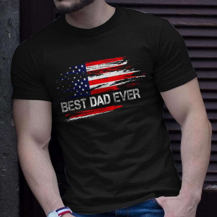 Best Dad Ever Us American Flag Dad Gifts Fathers Day Unisex T-Shirt Gifts for Him