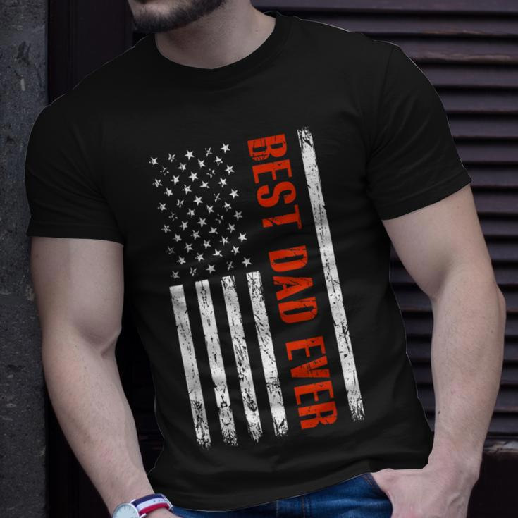 Best Dad Ever With Us Flag American Fathers Day Unisex T-Shirt Gifts for Him
