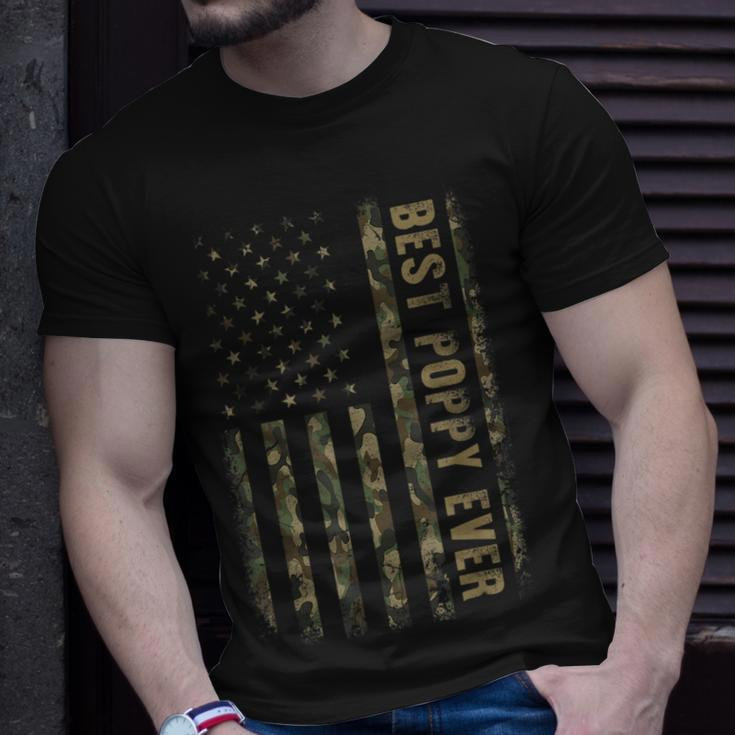 Best Poppy Ever Camouflage American Flag Fathers Day Unisex T-Shirt Gifts for Him
