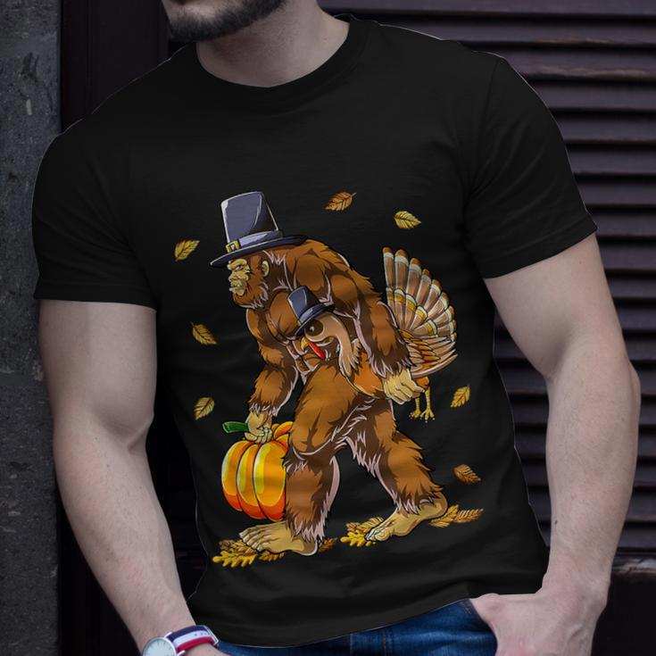 Bigfoot Turkey Pumpkin Thanksgiving Day Boys Men T-Shirt Gifts for Him