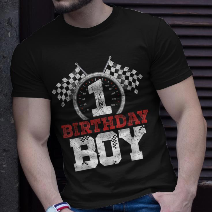 Birthday Boy 1 One Race Car 1St Birthday Racing Car Driver T-Shirt Gifts for Him