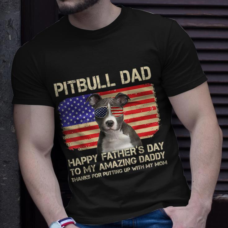 Blue Nose Pitbull Dad Happy Fathers Day To My Amazing Daddy Unisex T-Shirt Gifts for Him