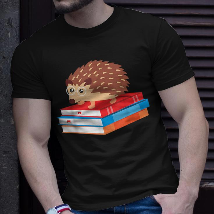 Book Nerd Funny Hedgehog Reading Lover Gift Idea Reading Funny Designs Funny Gifts Unisex T-Shirt Gifts for Him
